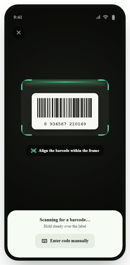 Barcode scanning a product barcode