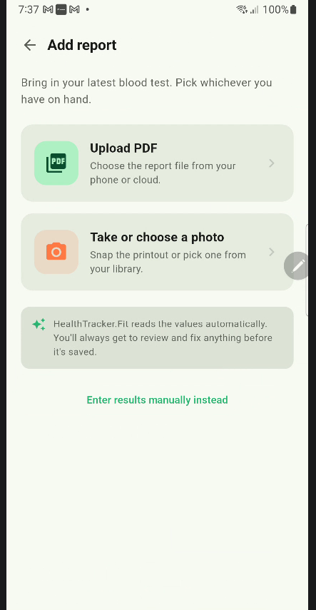 Add a blood-test report