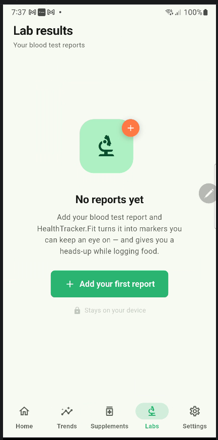 Lab results tab